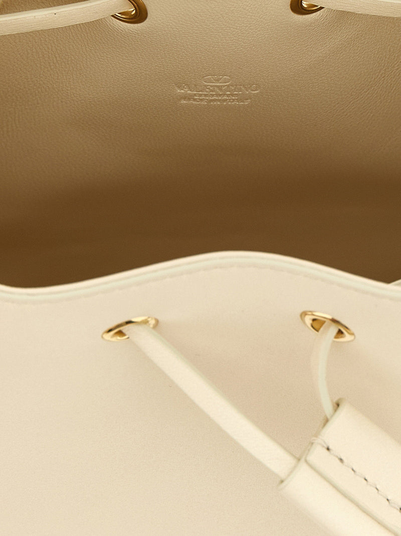 Valentino Garavani Lamb Nappa Leather Bucket Bag — Beige