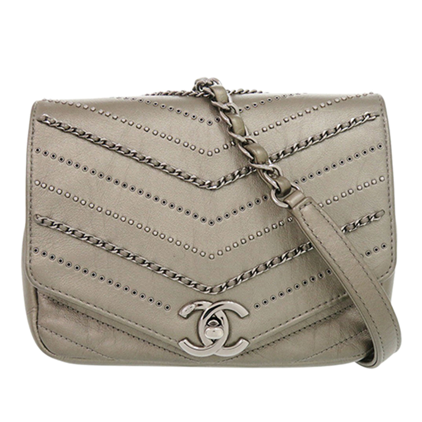 Small Chevron Calfskin Embellished Data Center Envelope Flap - Image 1