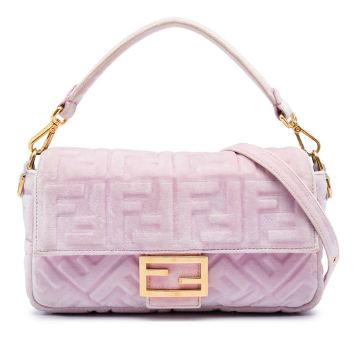 Zucca Embossed Velvet Baguette Satchel - Image 1