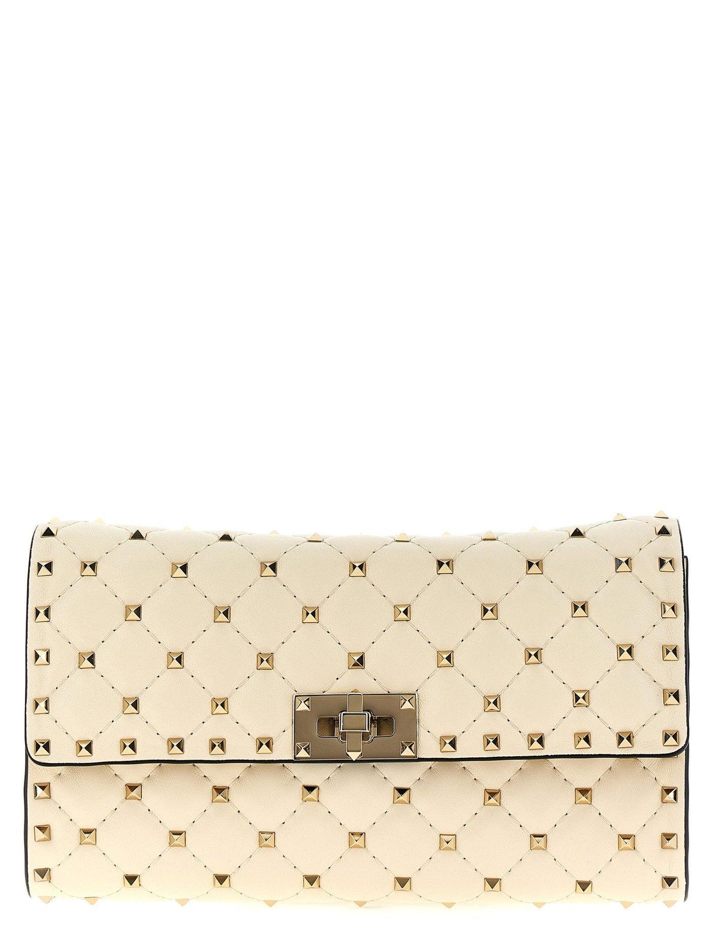 Valentino Garavani Rockstud Spike Shoulder Bag — Beige Quilted Nappa Leather