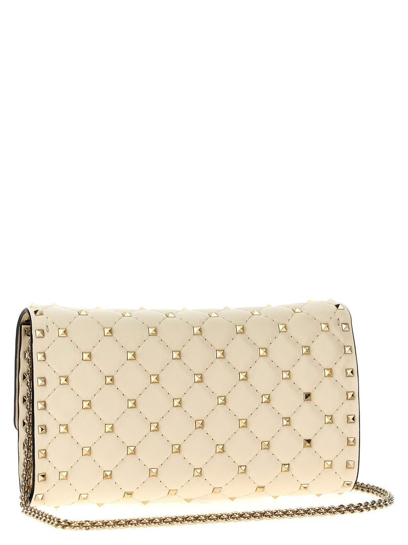 Valentino Garavani Rockstud Spike Shoulder Bag — Beige Quilted Nappa Leather