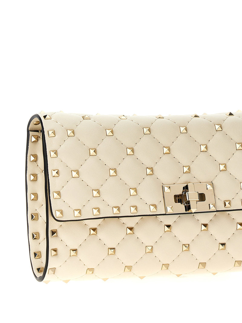 Valentino Garavani Rockstud Spike Shoulder Bag — Beige Quilted Nappa Leather