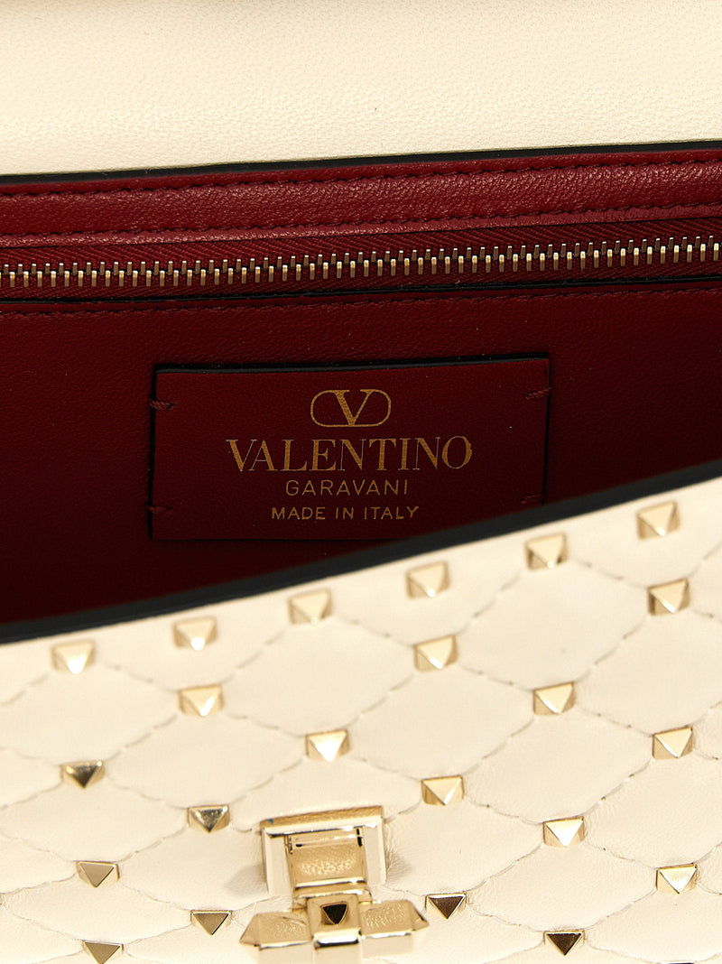 Valentino Garavani Rockstud Spike Shoulder Bag — Beige Quilted Nappa Leather