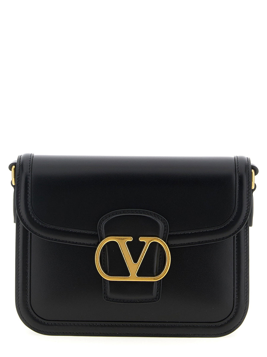 Valentino Garavani Vlogo Shoulder Bag — Black Smooth Calf Leather