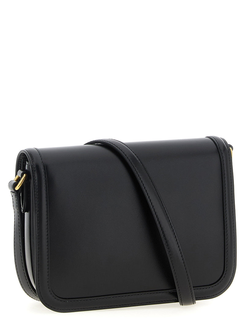 Valentino Garavani Vlogo Shoulder Bag — Black Smooth Calf Leather