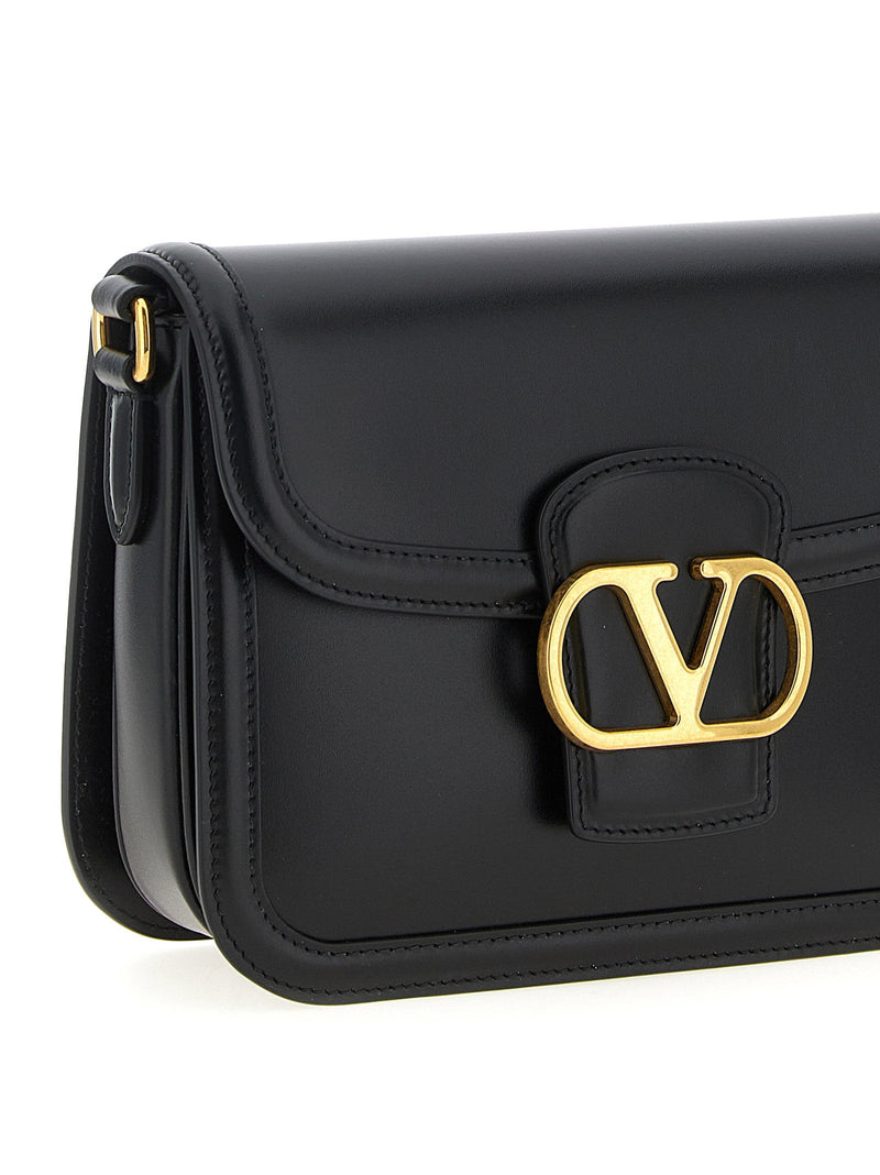 Valentino Garavani Vlogo Shoulder Bag — Black Smooth Calf Leather
