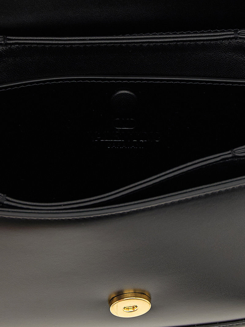 Valentino Garavani Vlogo Shoulder Bag — Black Smooth Calf Leather