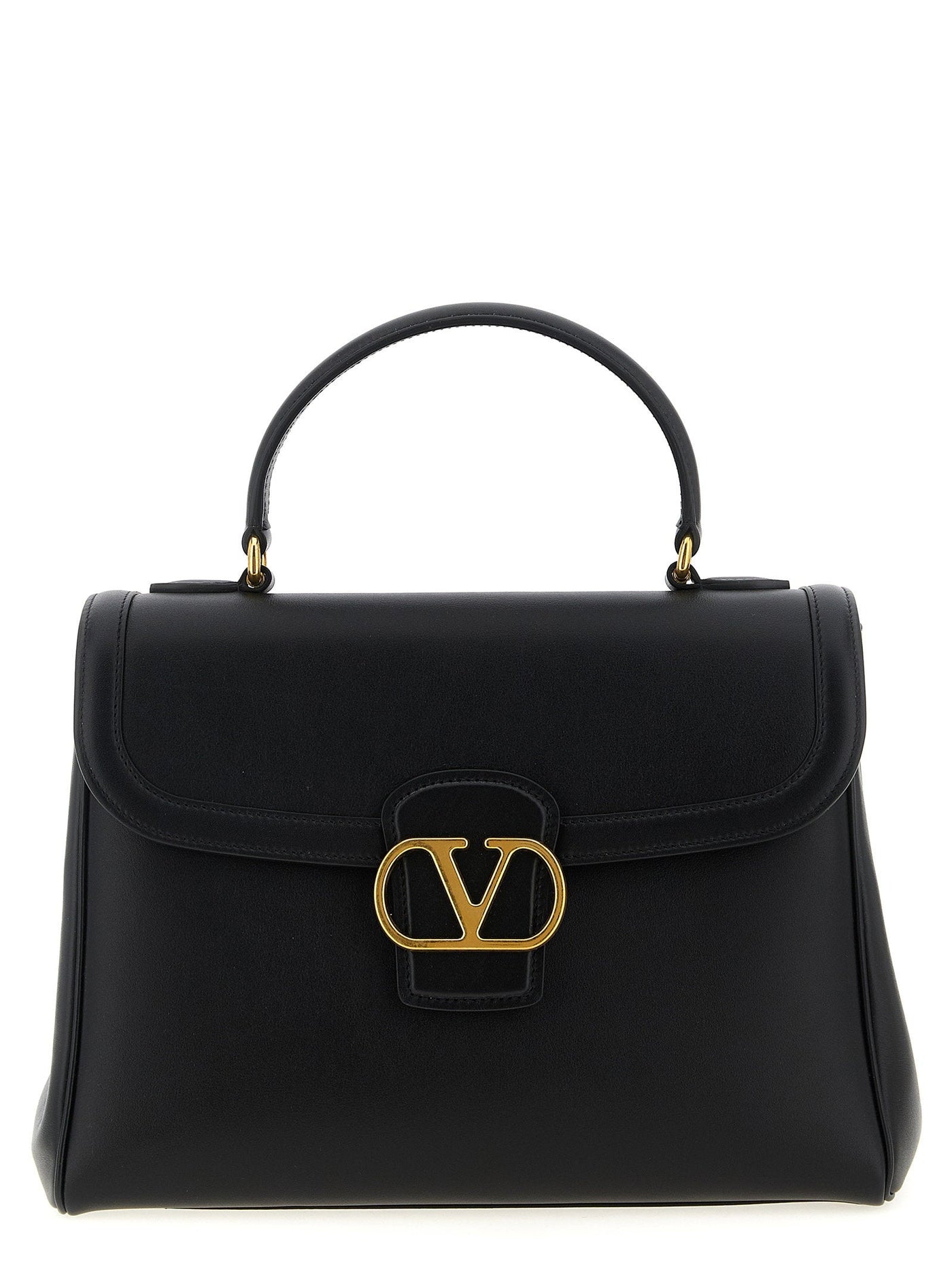 Valentino Garavani Top Handle Bag — Black Smooth Calf Leather