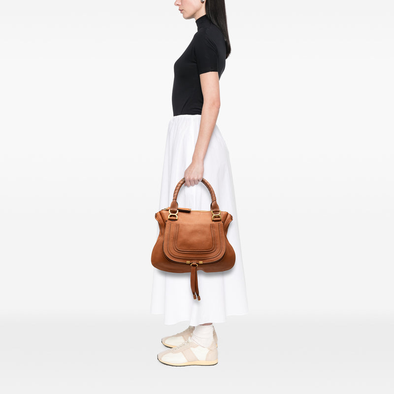 Medium Pebbled Calfskin Marcie Satchel - Image 7
