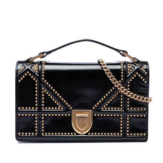 Studded Patent Diorama Top Handle Wallet on Chain - Image 1