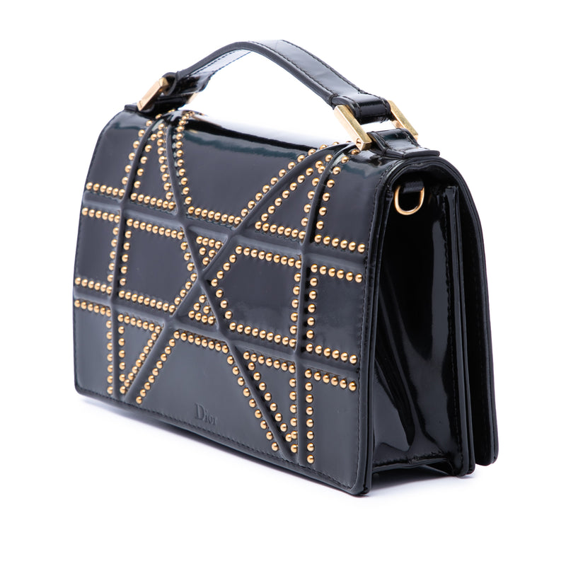 Studded Patent Diorama Top Handle Wallet on Chain - Image 2