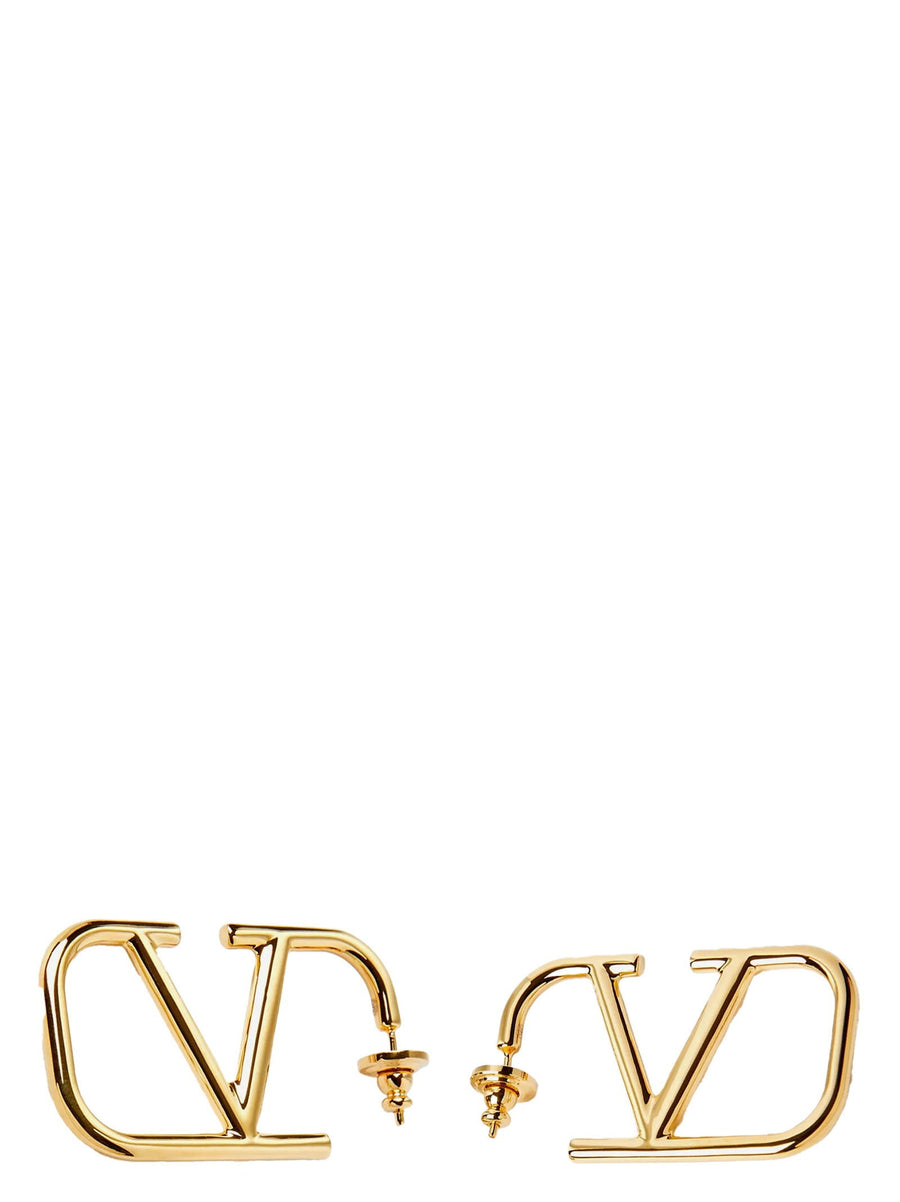Valentino Garavani Open-Hoop Vlogo Earrings — Gold