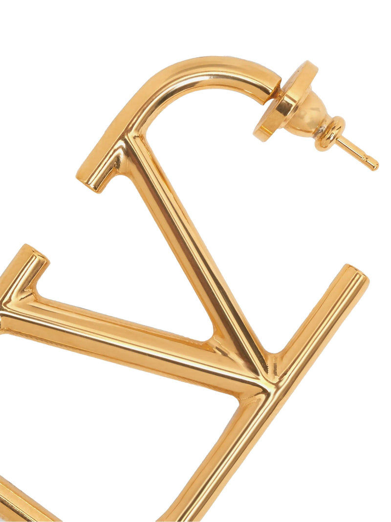 Valentino Garavani Open-Hoop Vlogo Earrings — Gold