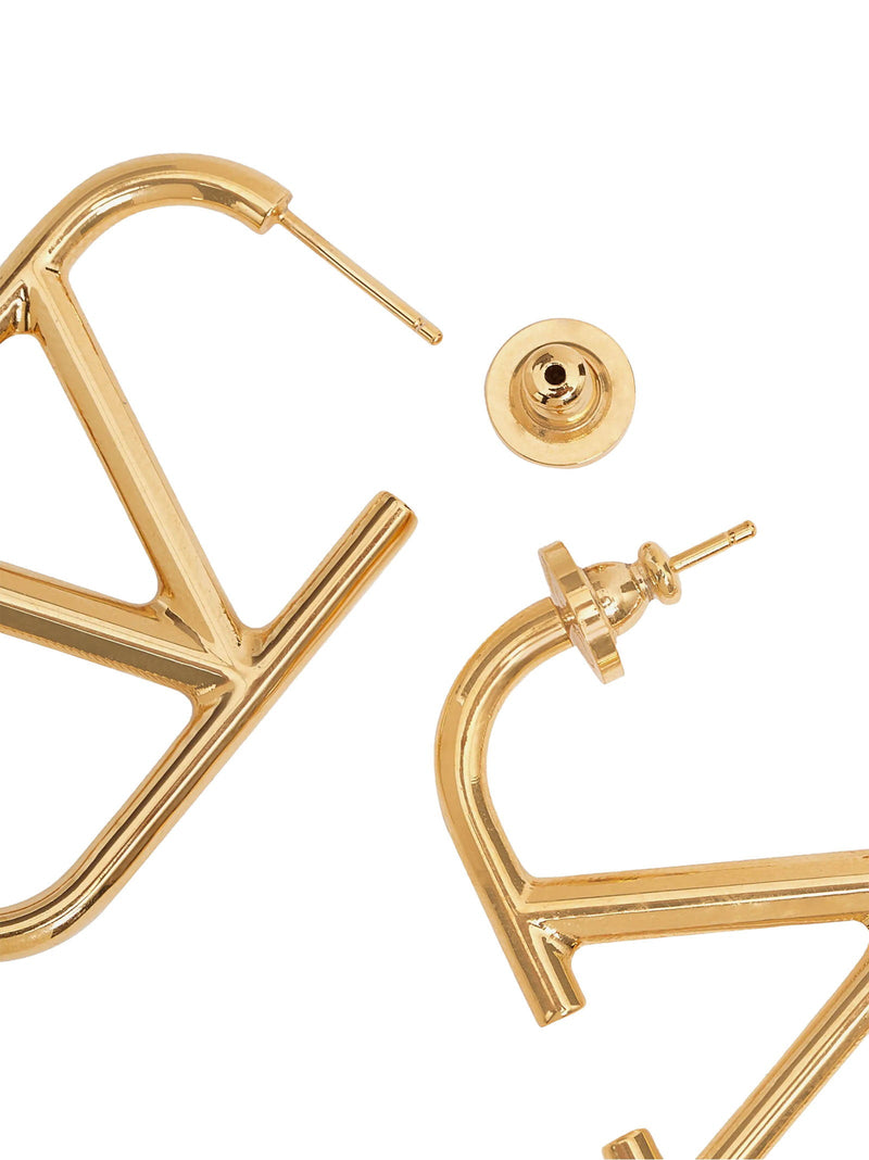 Valentino Garavani Open-Hoop Vlogo Earrings — Gold