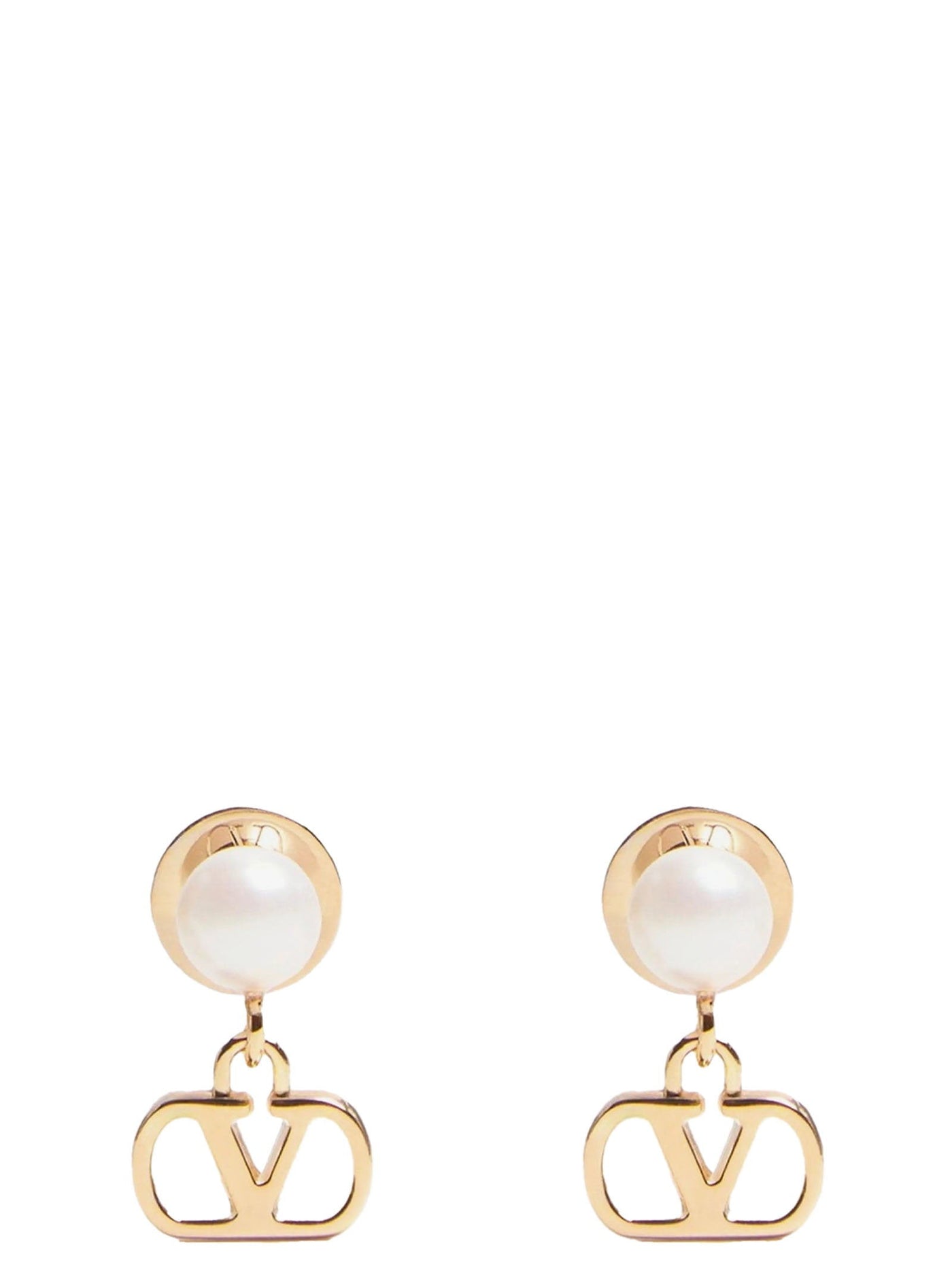 Valentino Garavani Pearl And Vlogo Earrings — Gold