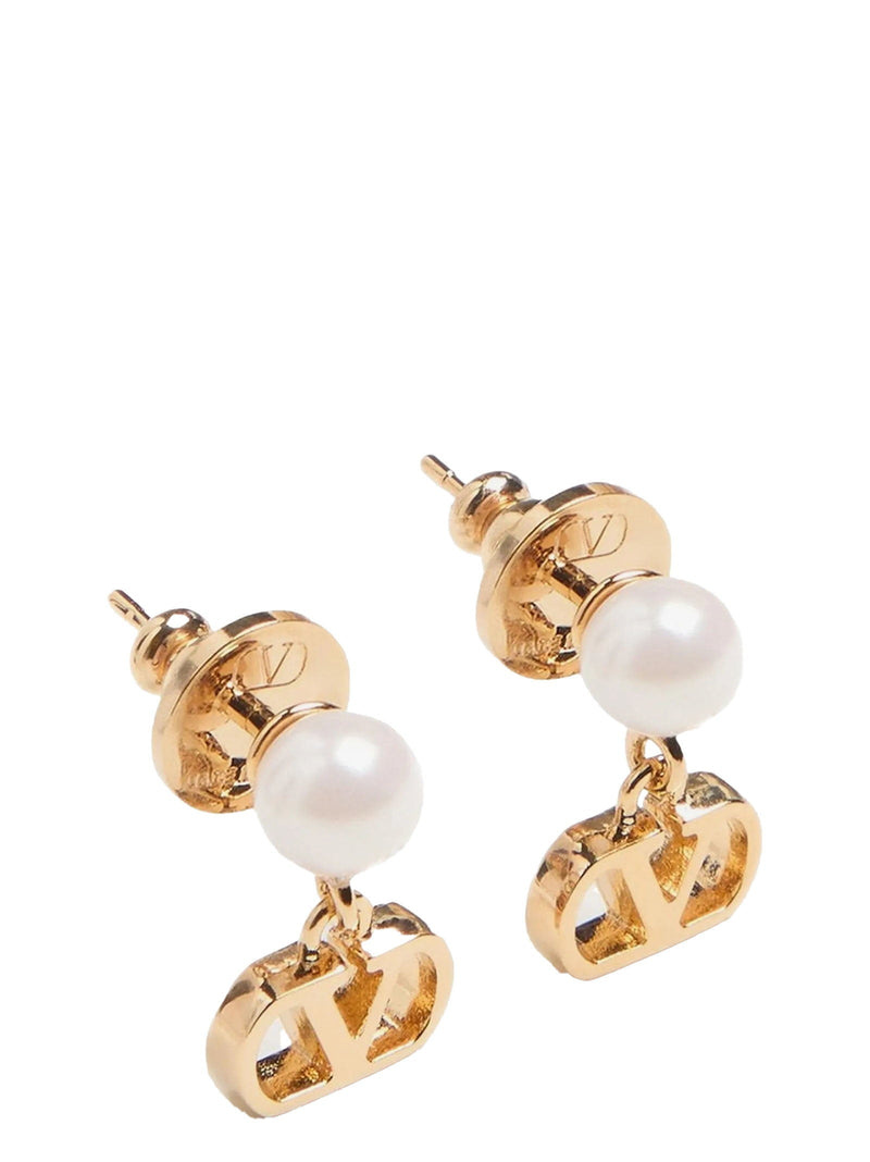 Valentino Garavani Pearl And Vlogo Earrings — Gold