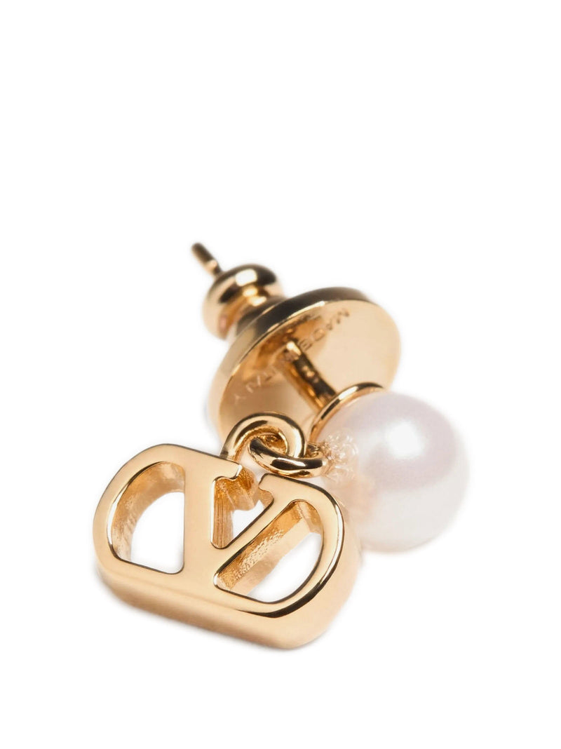 Valentino Garavani Pearl And Vlogo Earrings — Gold
