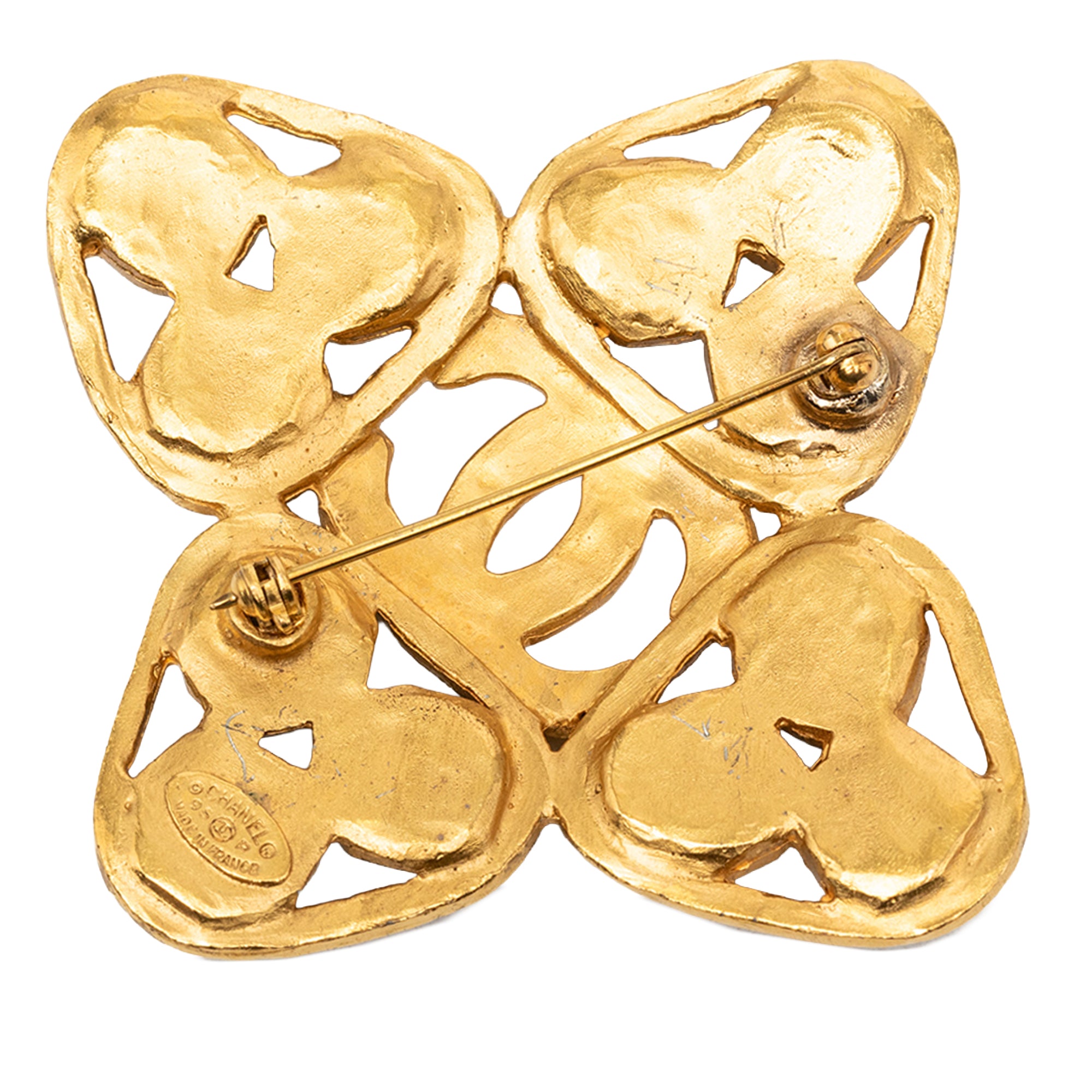 CC Gold Plated Clover Gripoix Brooch - Image 2