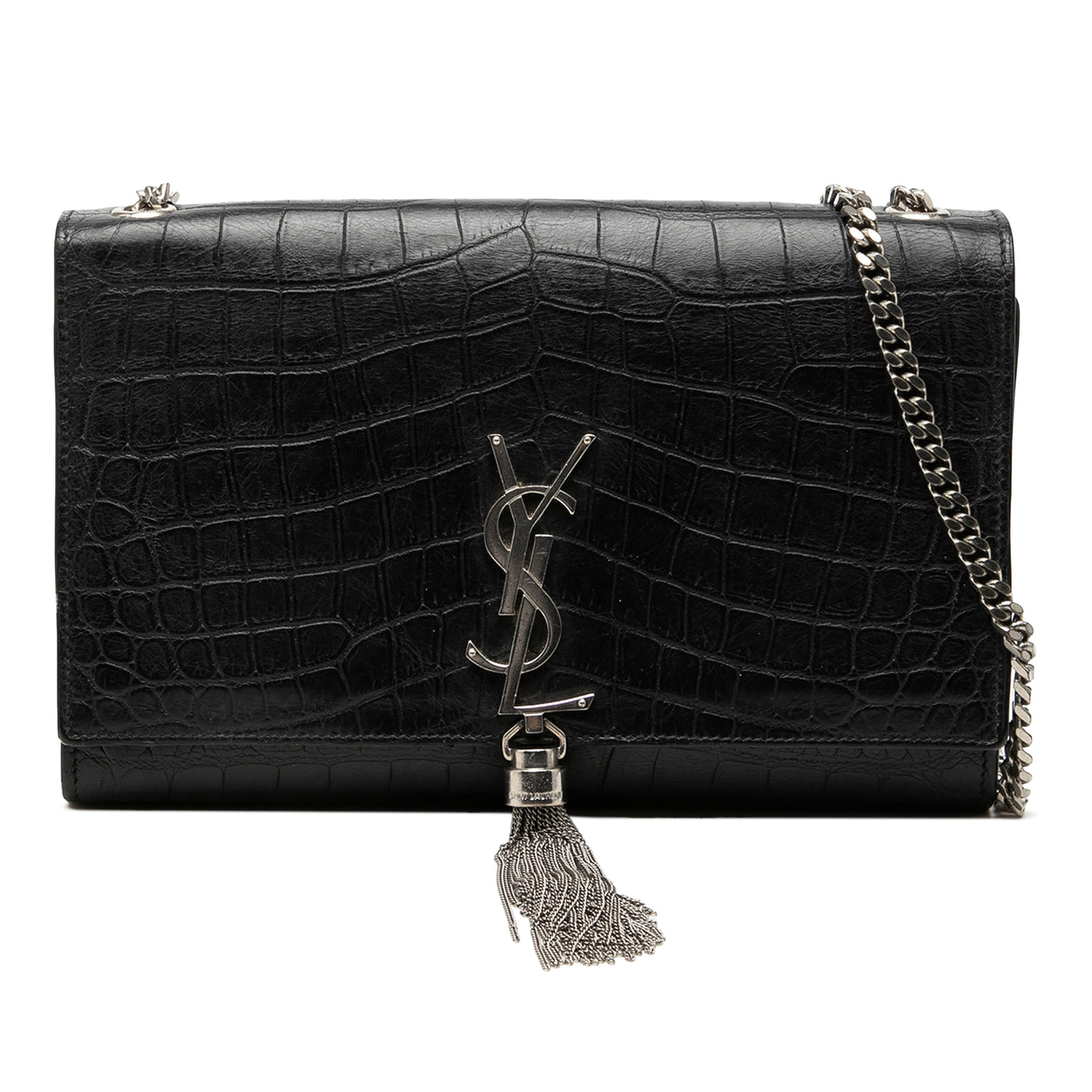Medium Croc Embossed Leather Monogram Kate Tassel Crossbody - Image 1