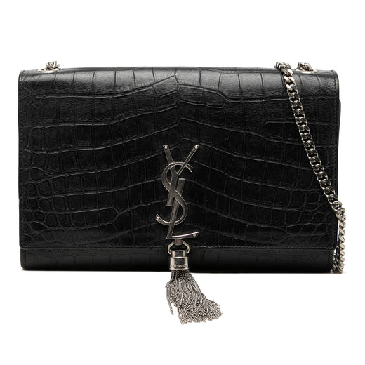 Medium Croc Embossed Leather Monogram Kate Tassel Crossbody - Image 1