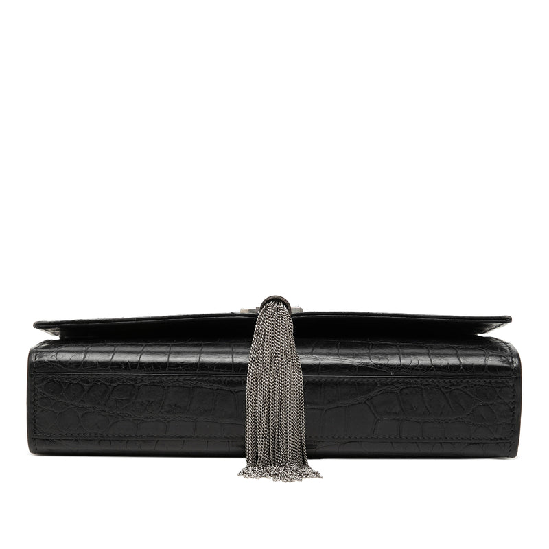 Medium Croc Embossed Leather Monogram Kate Tassel Crossbody - Image 3