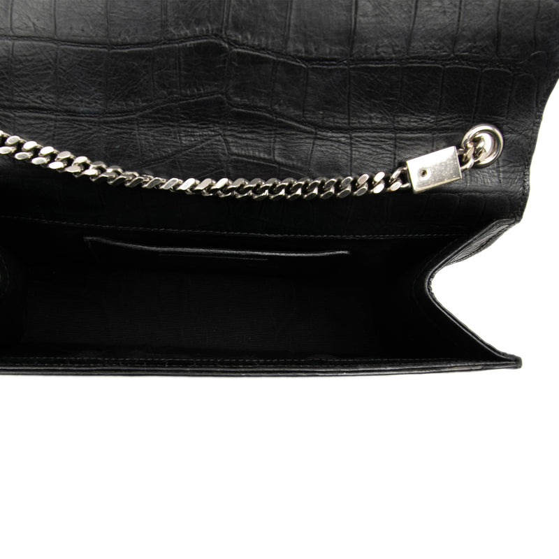 Medium Croc Embossed Leather Monogram Kate Tassel Crossbody - Image 4