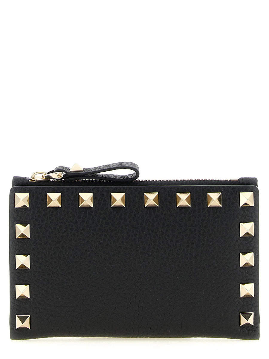Valentino Garavani Rockstud Card Case — Black Calf Leather Cases