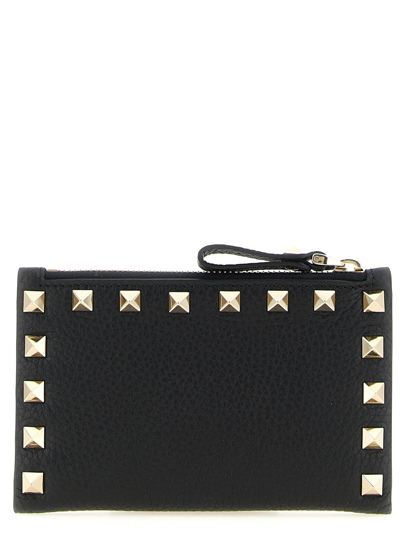 Valentino Garavani Rockstud Card Case — Black Calf Leather Cases