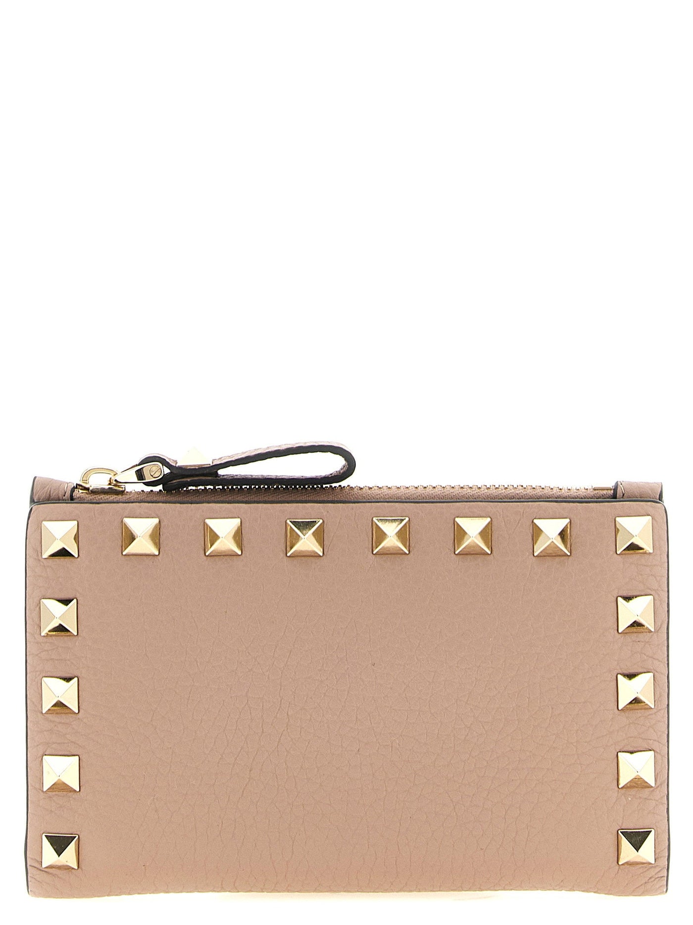Valentino Garavani Rockstud Card Case — Pink Grained Calf Leather Cases