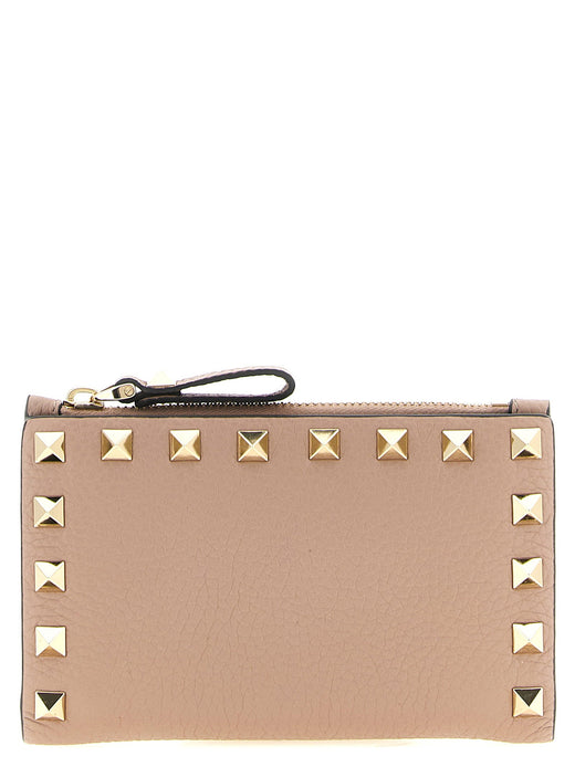 Valentino Garavani Rockstud Card Case — Pink Grained Calf Leather Cases