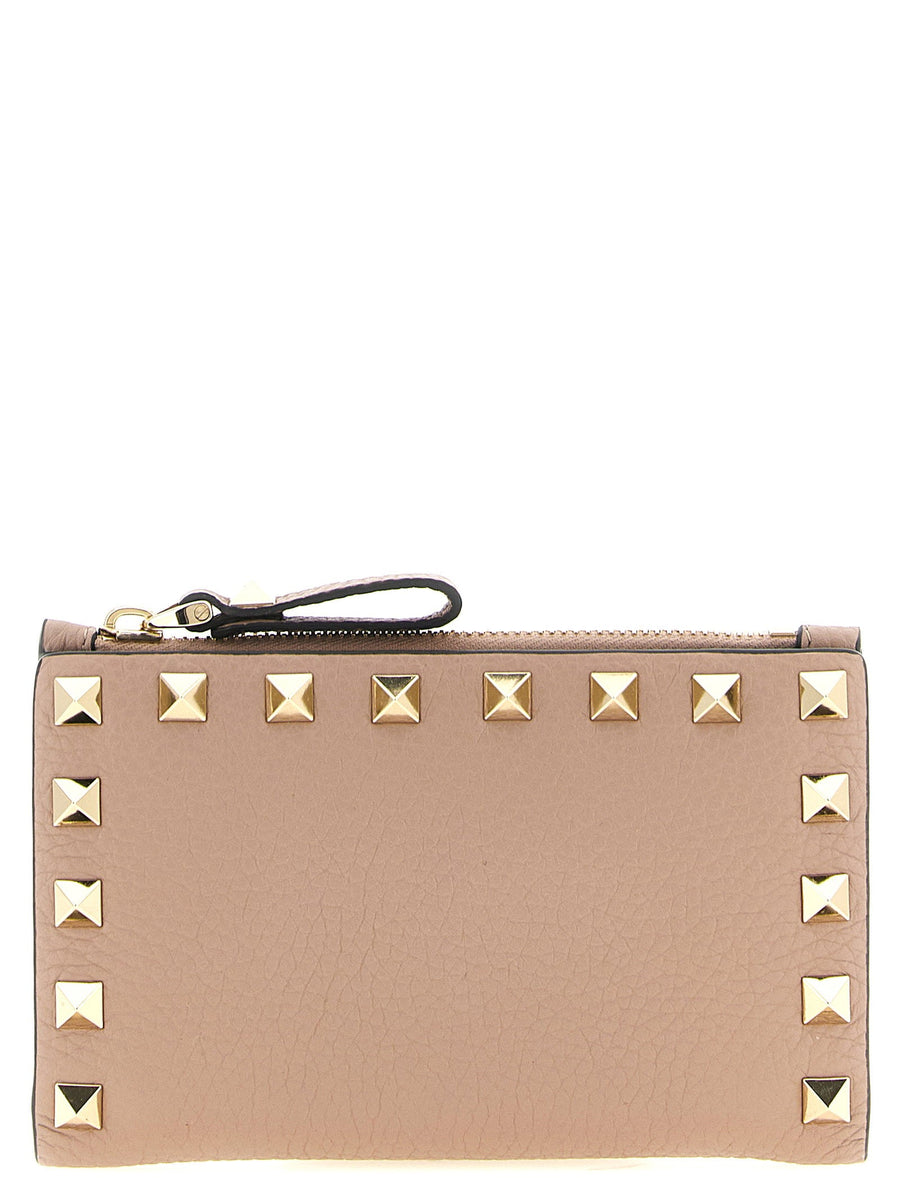 Valentino Garavani Rockstud Card Case — Pink Grained Calf Leather Cases