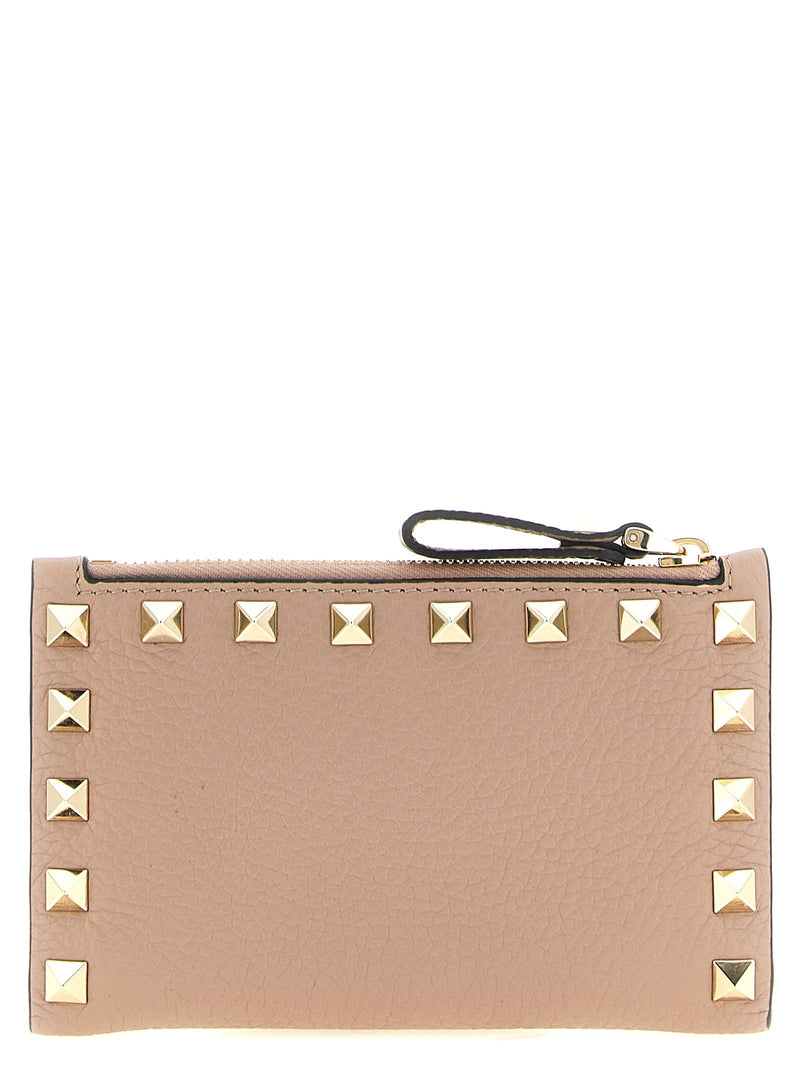 Valentino Garavani Rockstud Card Case — Pink Grained Calf Leather Cases