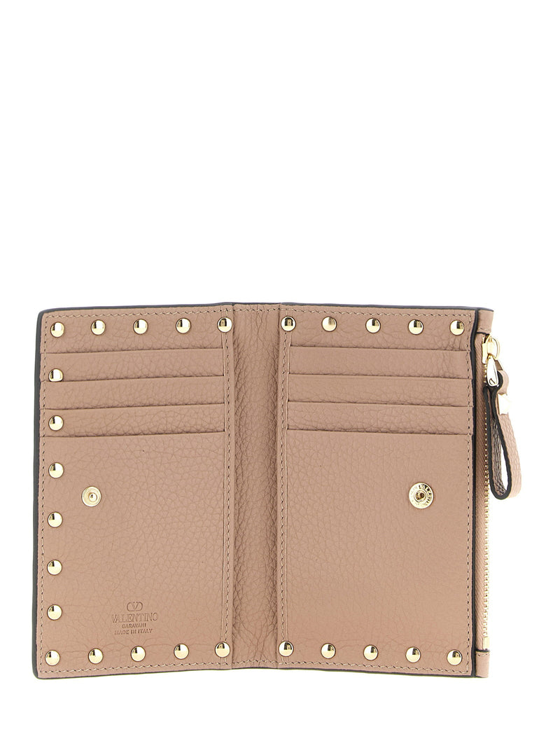 Valentino Garavani Rockstud Card Case — Pink Grained Calf Leather Cases