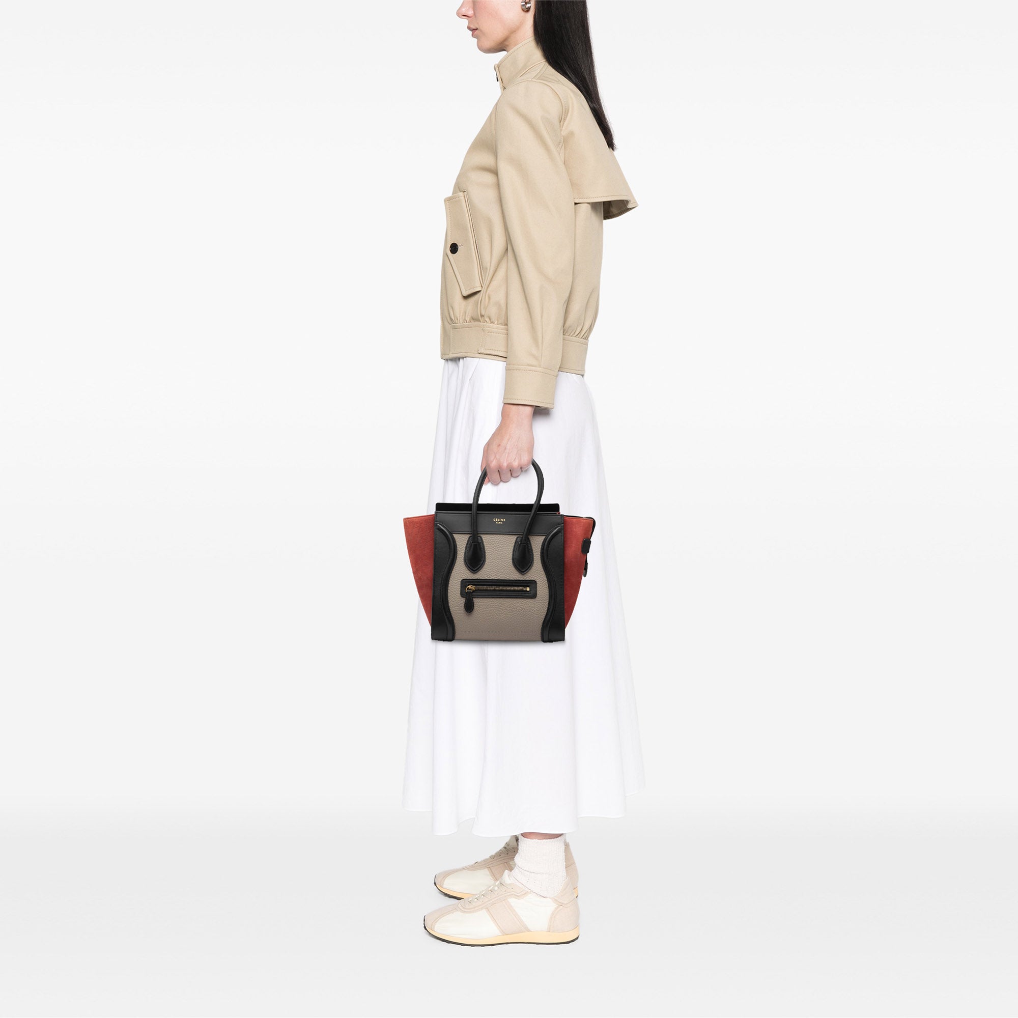 Micro Tricolor Leather Luggage Tote - Image 7