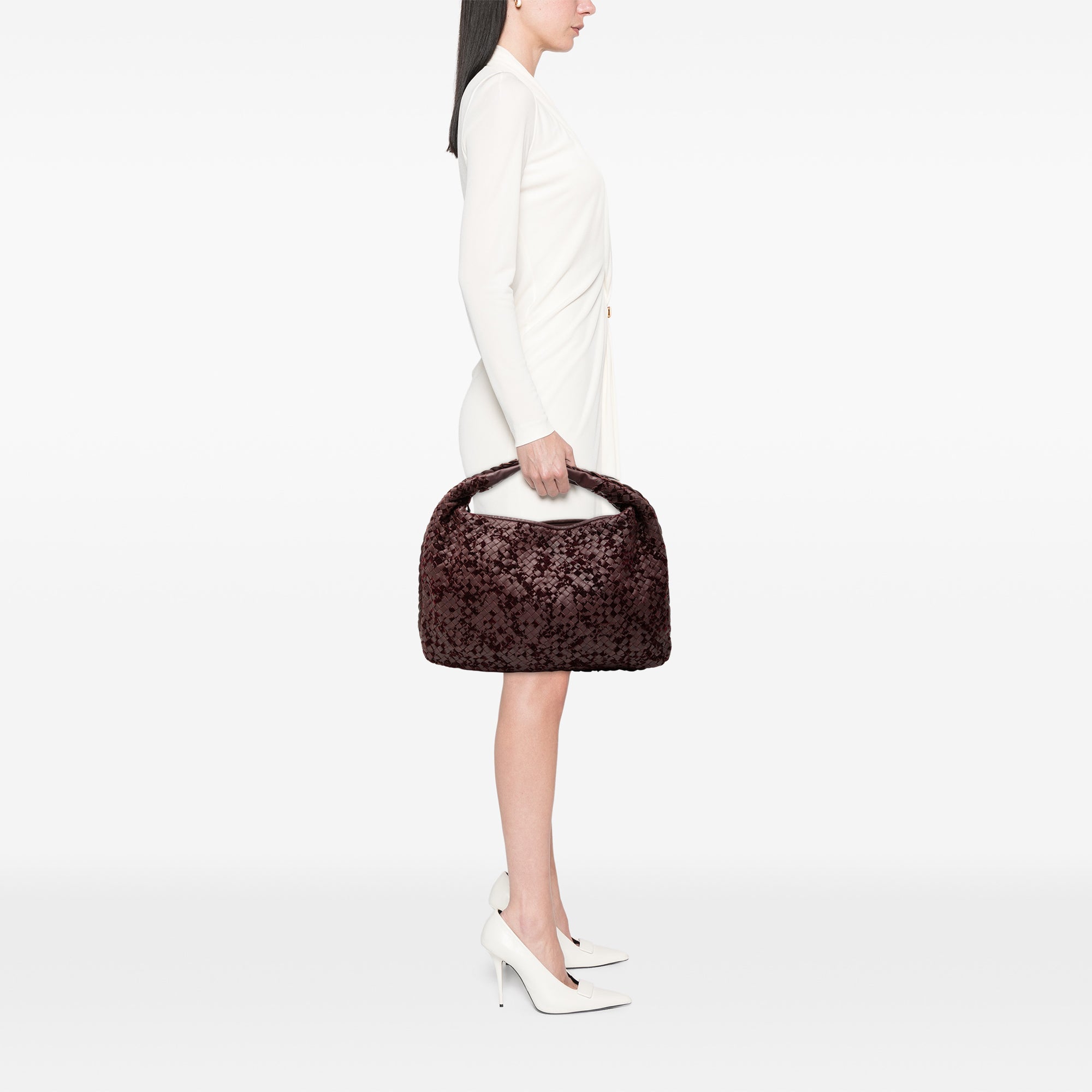 Medium Velvet Speckled Nappa Intrecciato Veneta Hobo - Image 7