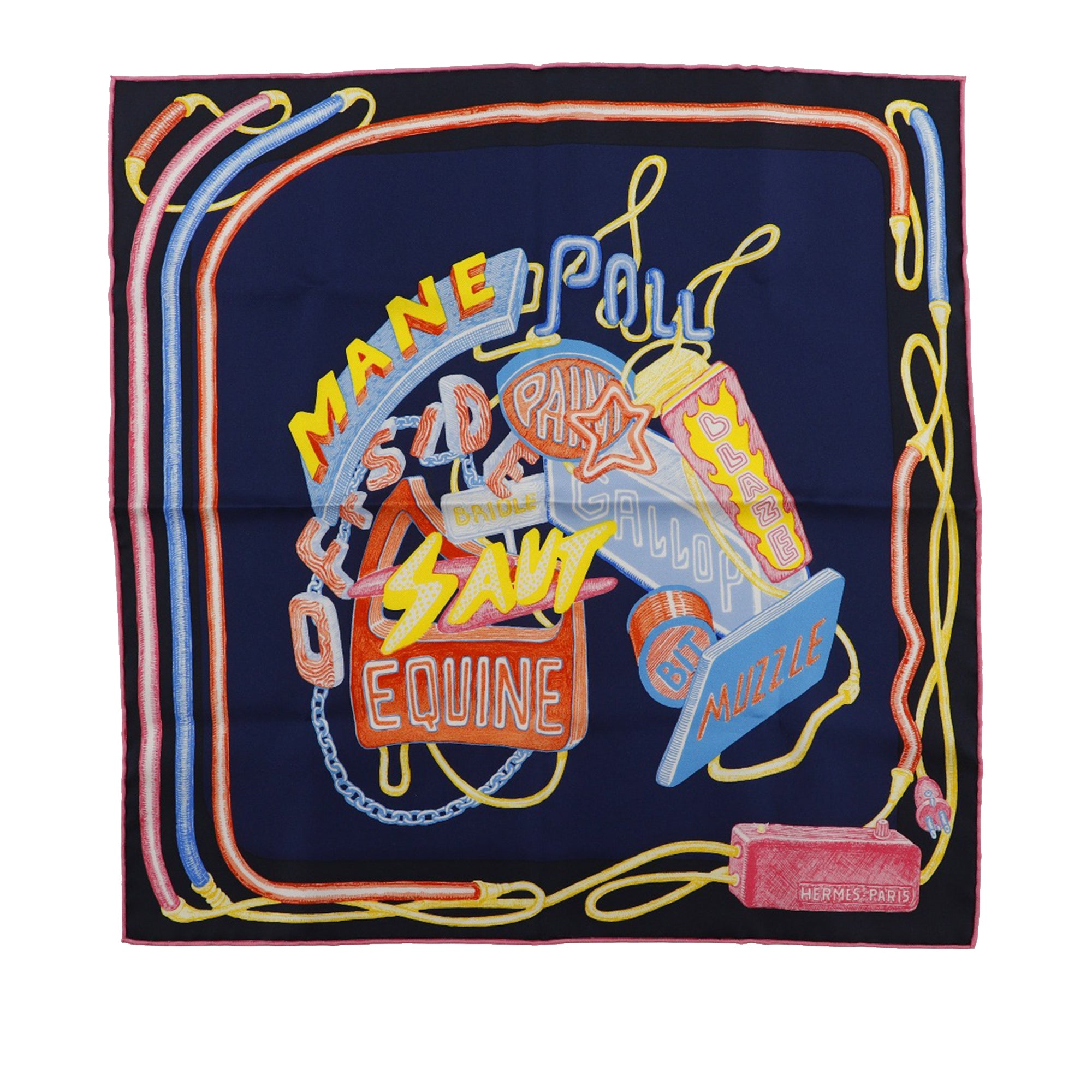 Gavroche Chevaloscope Neon Pointille Silk Scarf 45 - Image 1