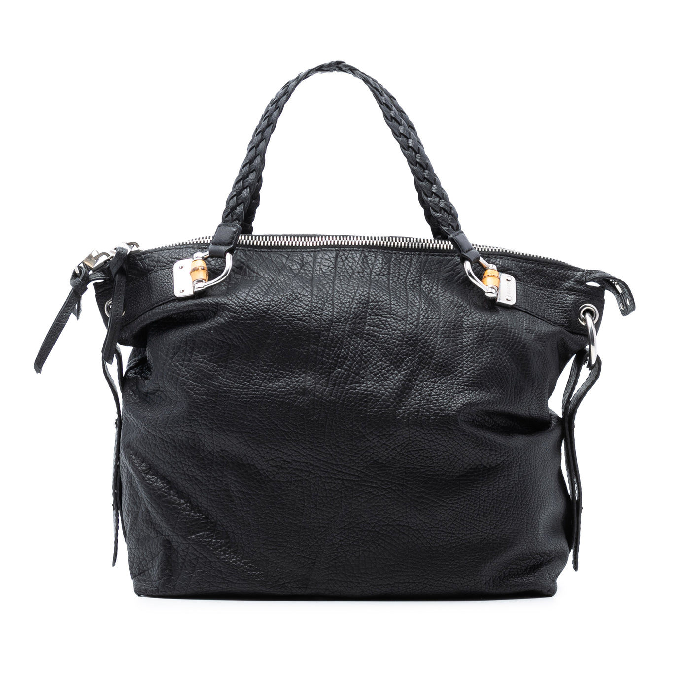 Large Leather Bamboo Bar Tote - Image 1