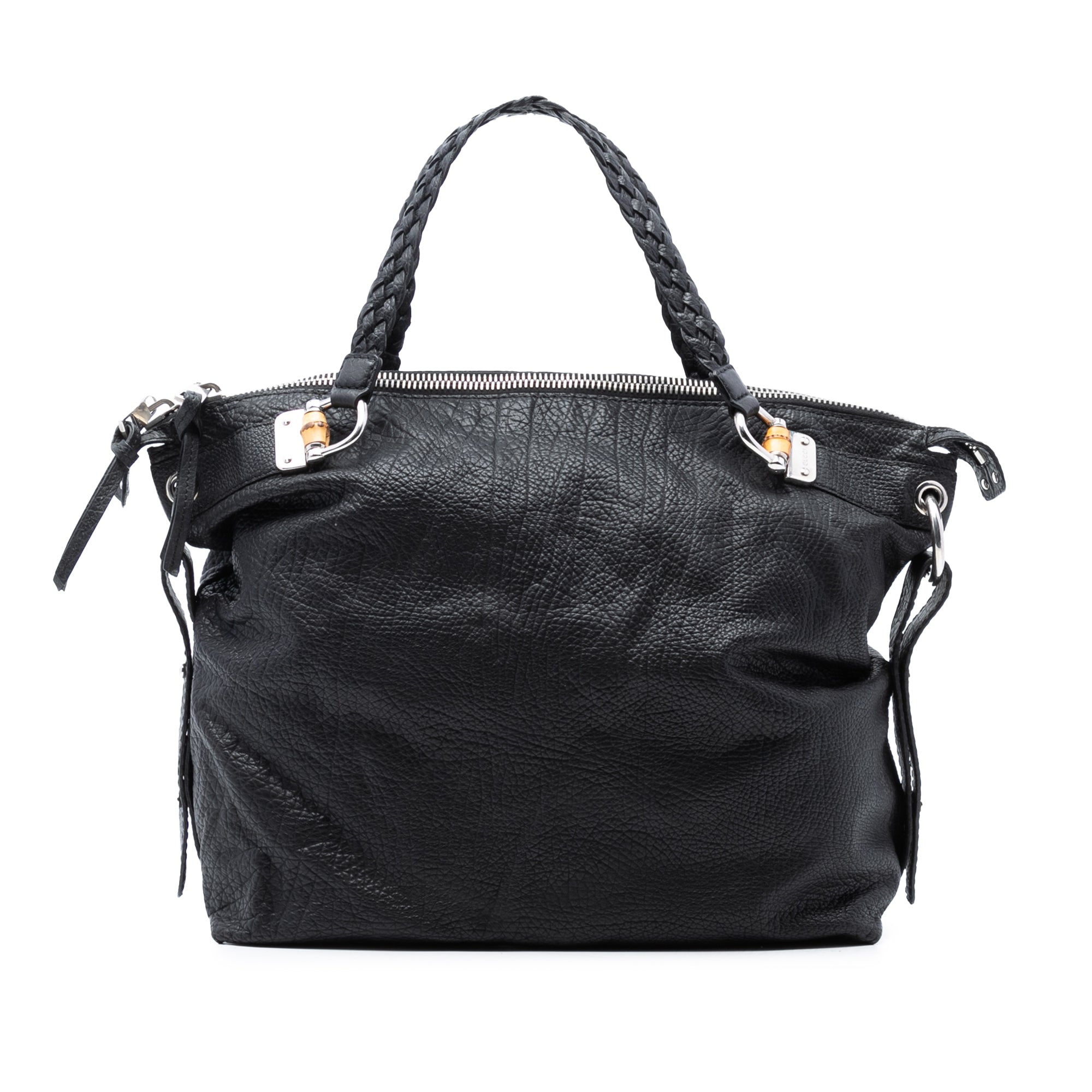 Large Leather Bamboo Bar Tote - Image 1