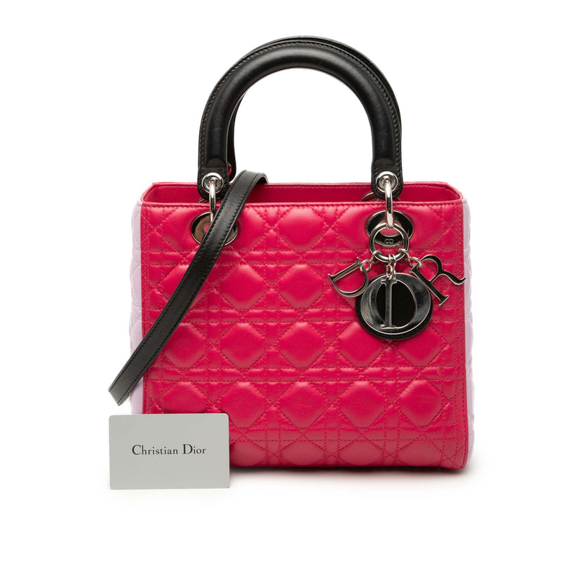 Medium Tricolor Lambskin Cannage Lady Dior - Image 8