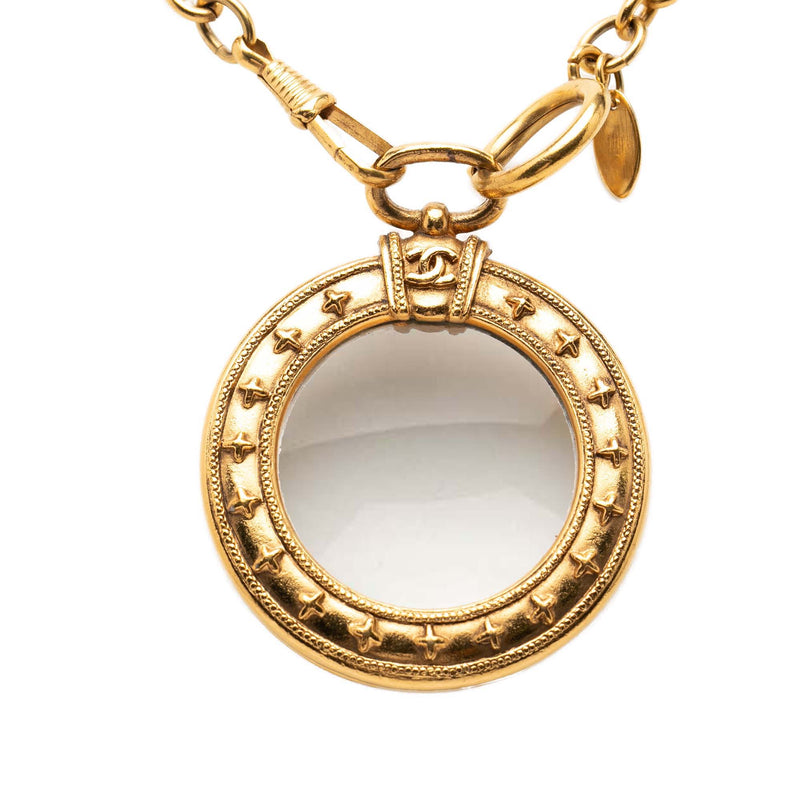 Gold Plated Magnifying Glass Pendant Long Necklace - Image 2