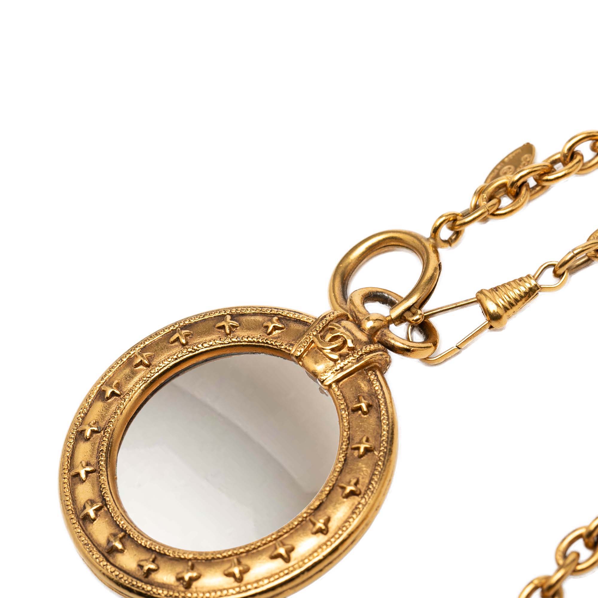 Gold Plated Magnifying Glass Pendant Long Necklace - Image 3