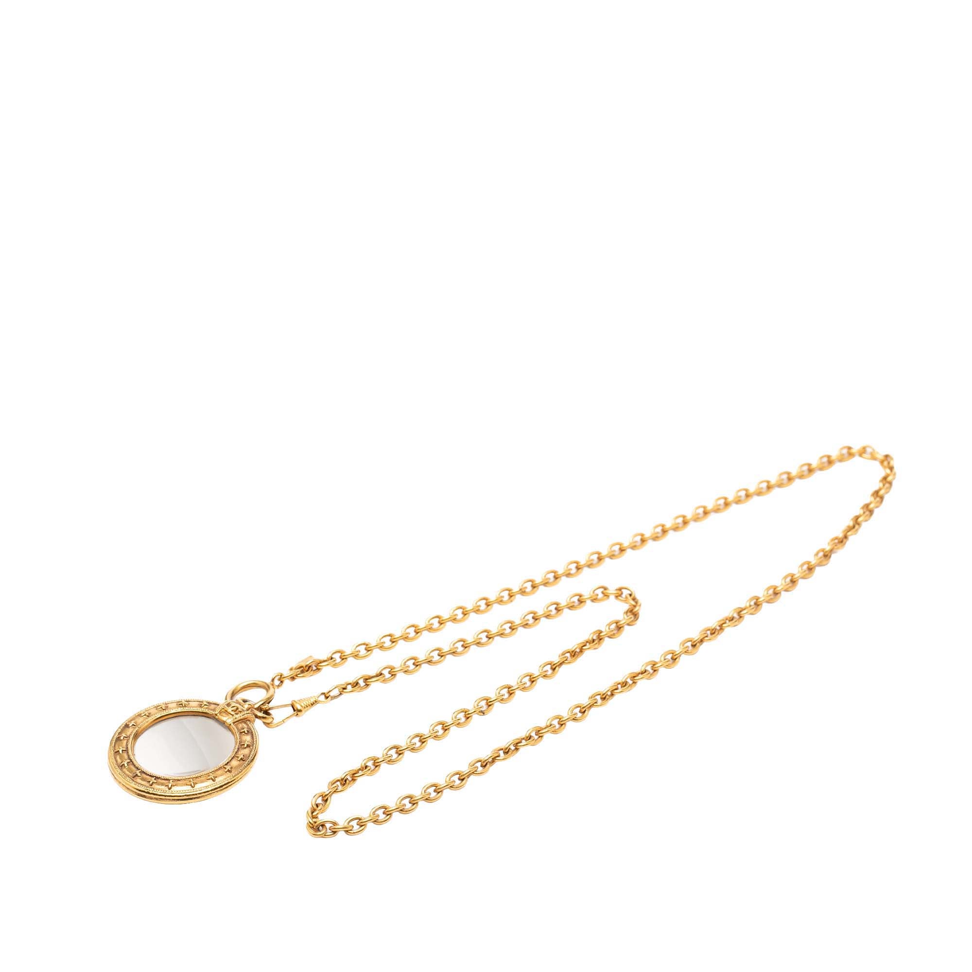Gold Plated Magnifying Glass Pendant Long Necklace - Image 5