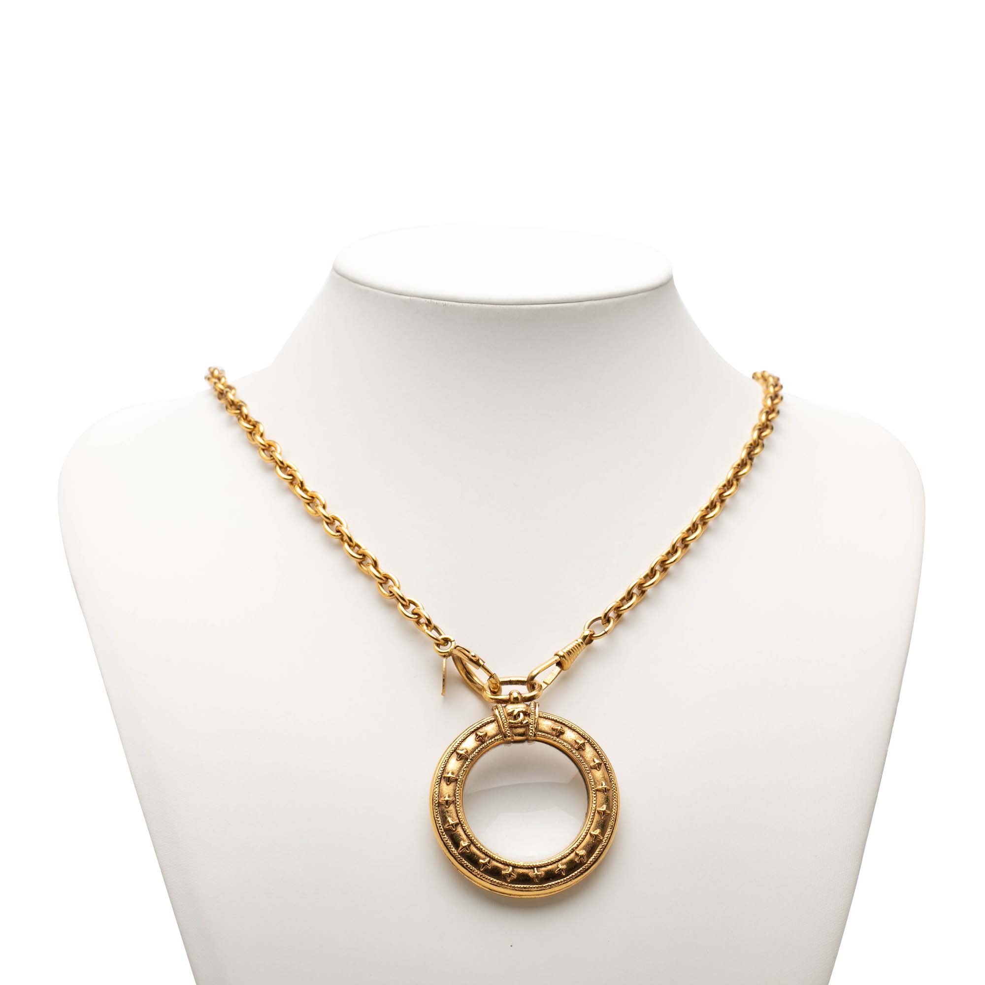 Gold Plated Magnifying Glass Pendant Long Necklace - Image 6