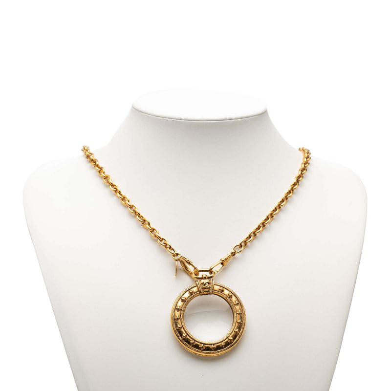 Gold Plated Magnifying Glass Pendant Long Necklace - Image 6