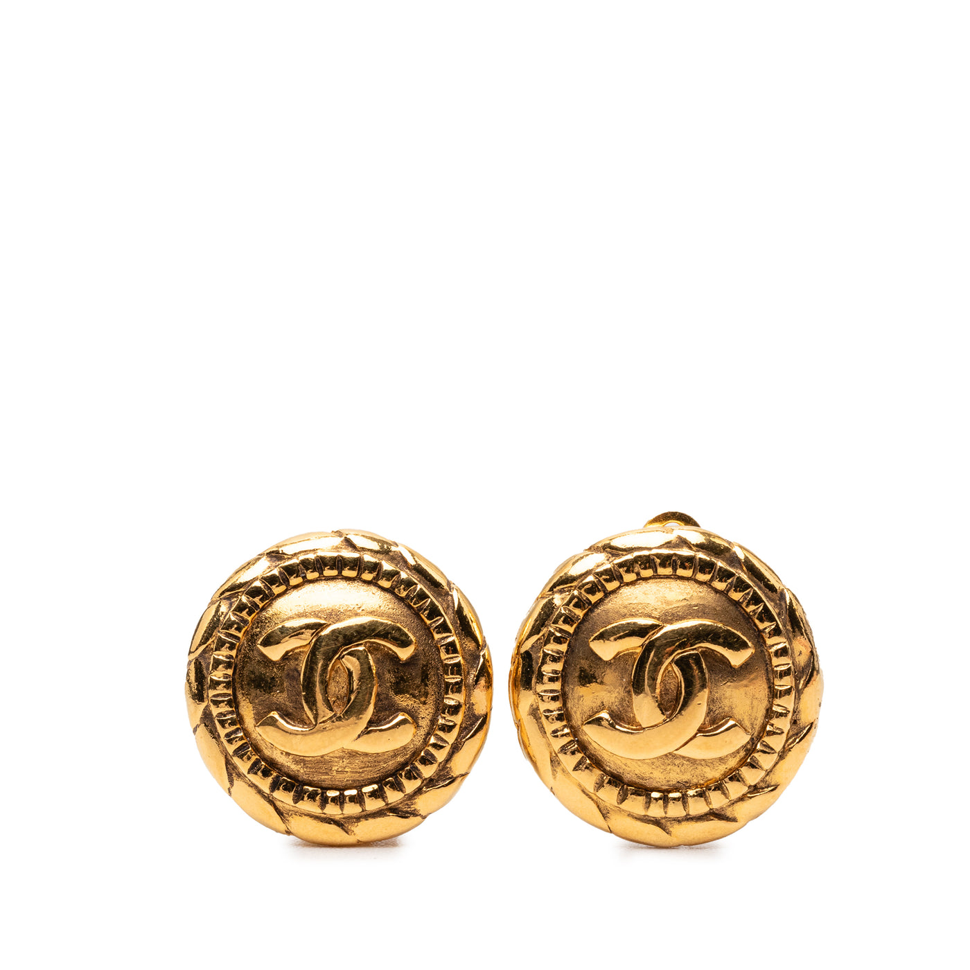 CC Gold Plated Round Clip On Earrings - Image 1