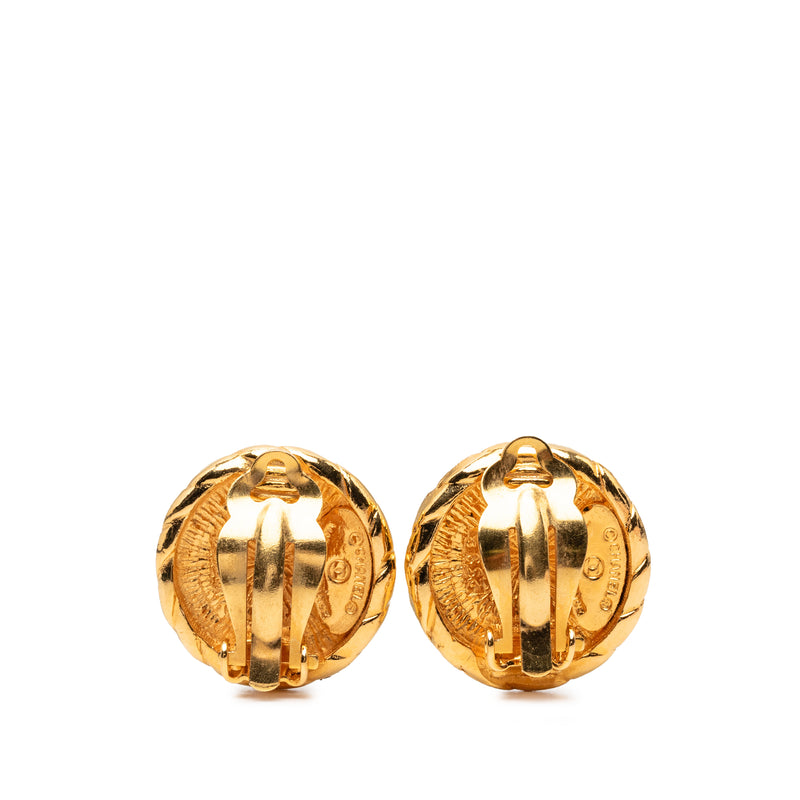CC Gold Plated Round Clip On Earrings - Image 2