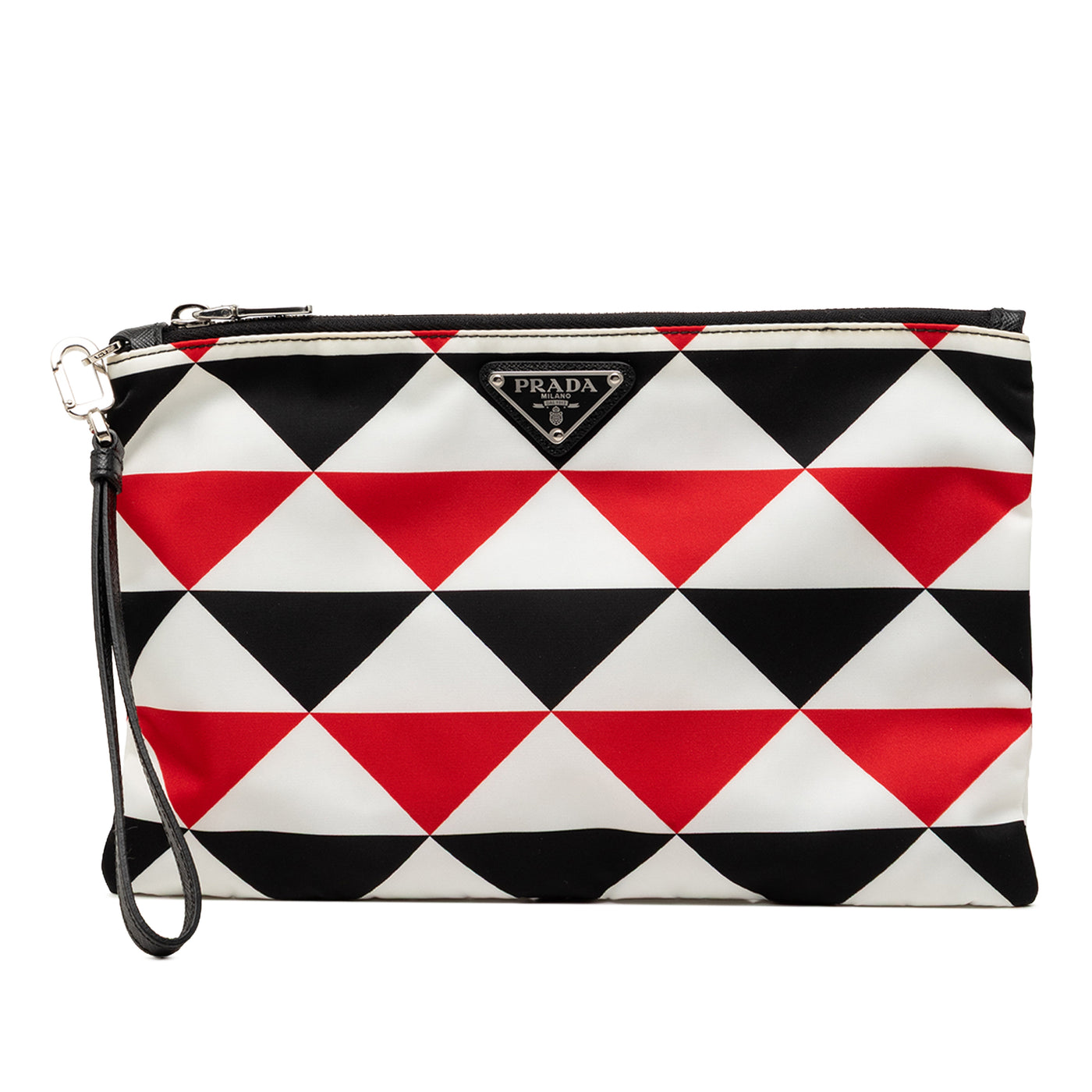 Nylon Geometric Triangle Pattern Flat Clutch - Image 1