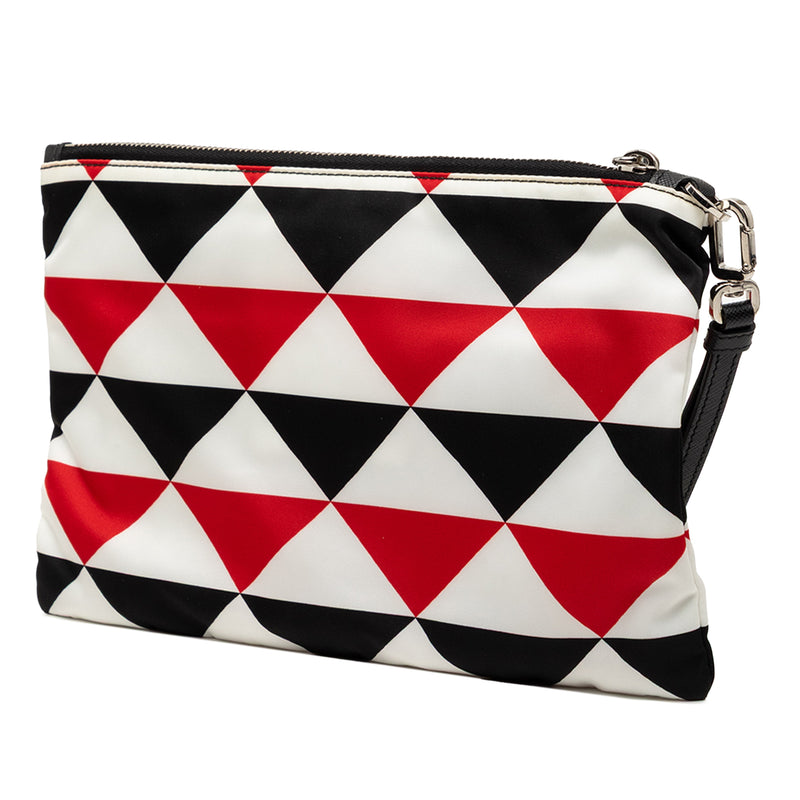 Nylon Geometric Triangle Pattern Flat Clutch - Image 2