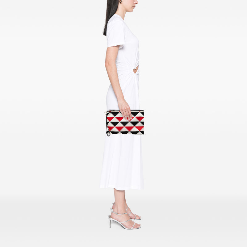 Nylon Geometric Triangle Pattern Flat Clutch - Image 6