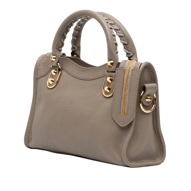 Mini Goatskin Motocross Classic Metallic Edge City Satchel - Image 2